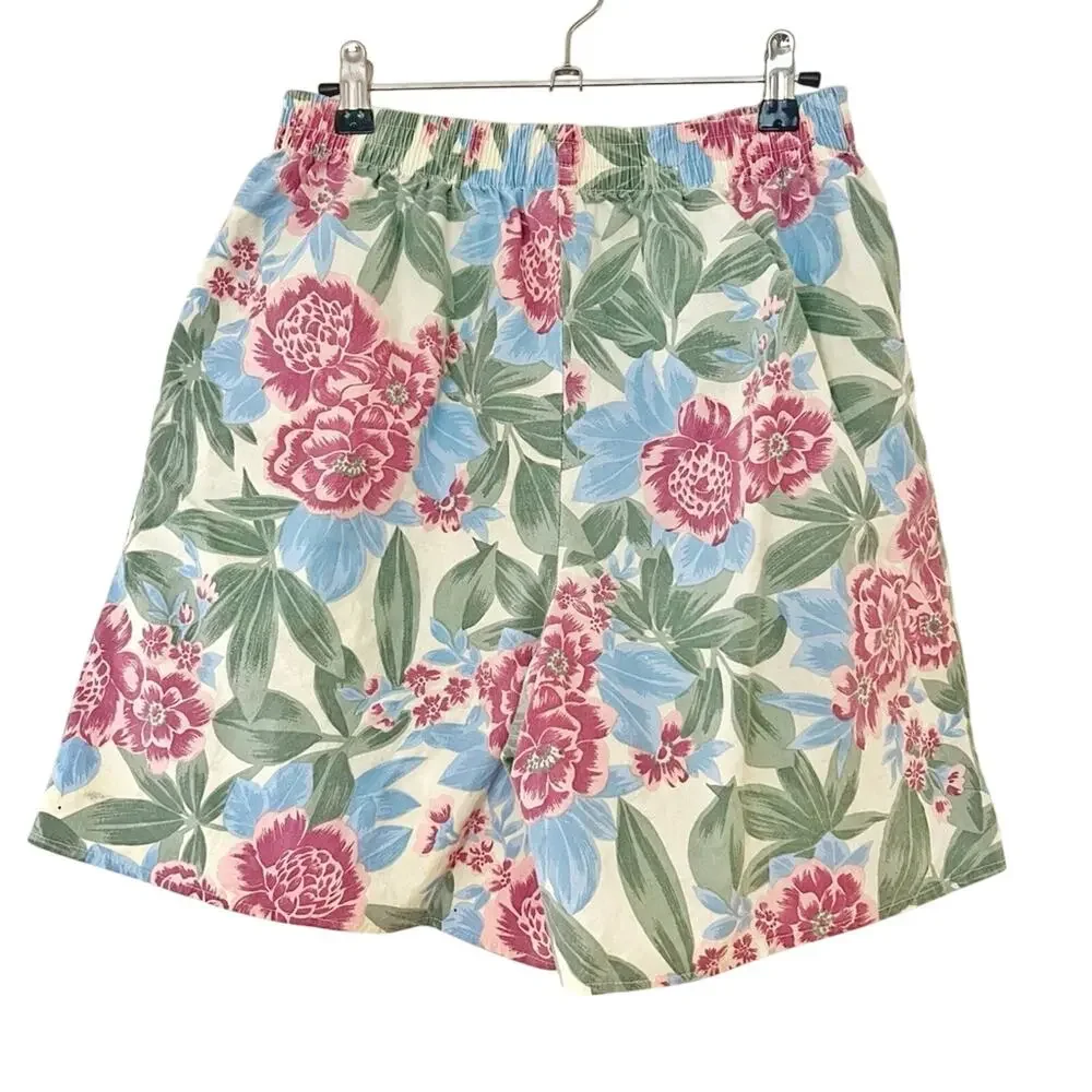 Vintage 90s High Waisted Floral Print Baggy Shorts